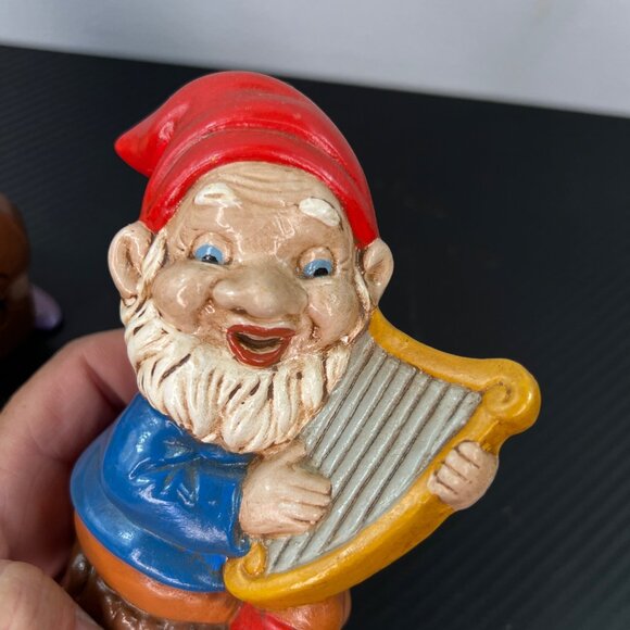 VTG Gnome Elves Dwarves Set of 2 MCM Decor 60/70’s Musical Instruments Kitschy - Picture 7 of 9